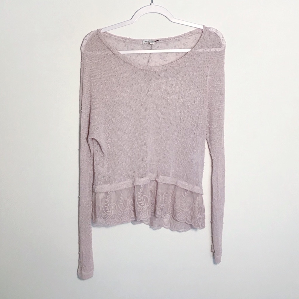 💫3/$12 AEO | blush lace sweater S